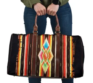 Native American Navajo Serape Style Travel Bag Duffel With Faux Leather Handles