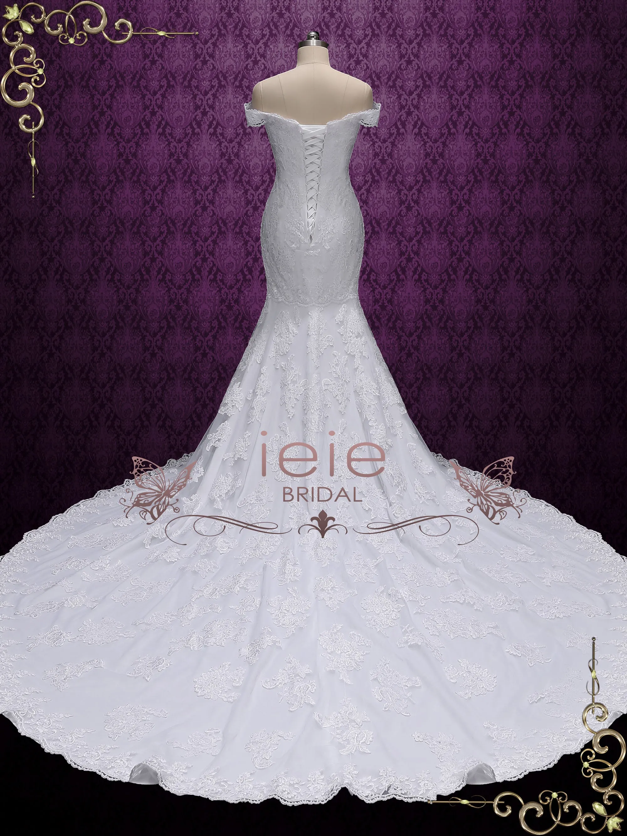 Off the Shoulder Lace Mermaid Wedding Dress | JENNIE