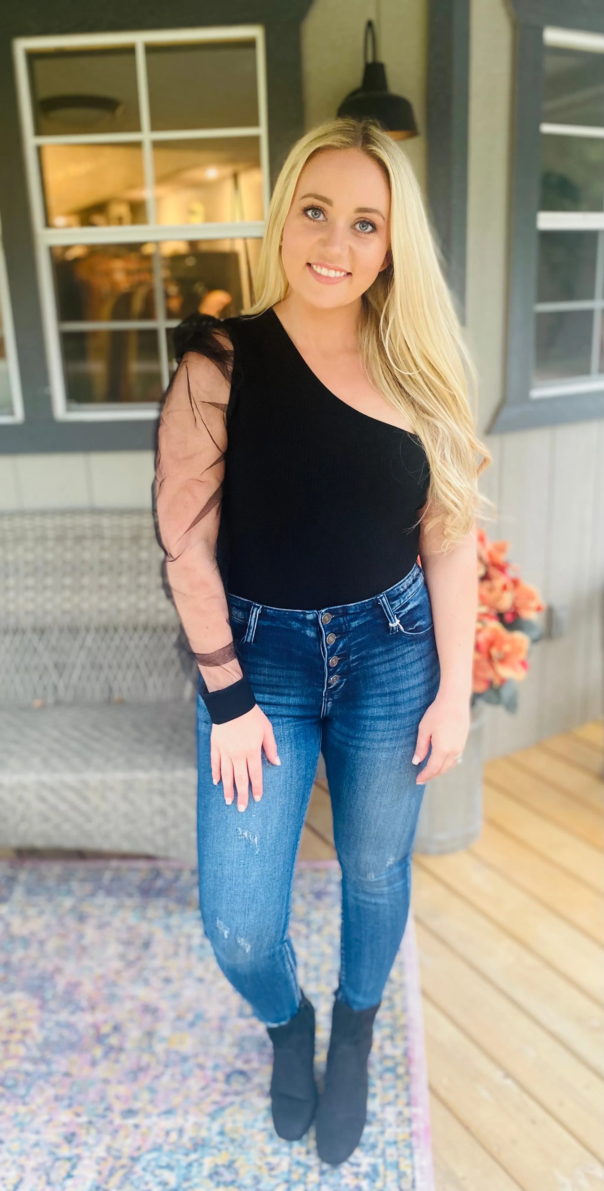 One Shoulder Mesh Bodysuit