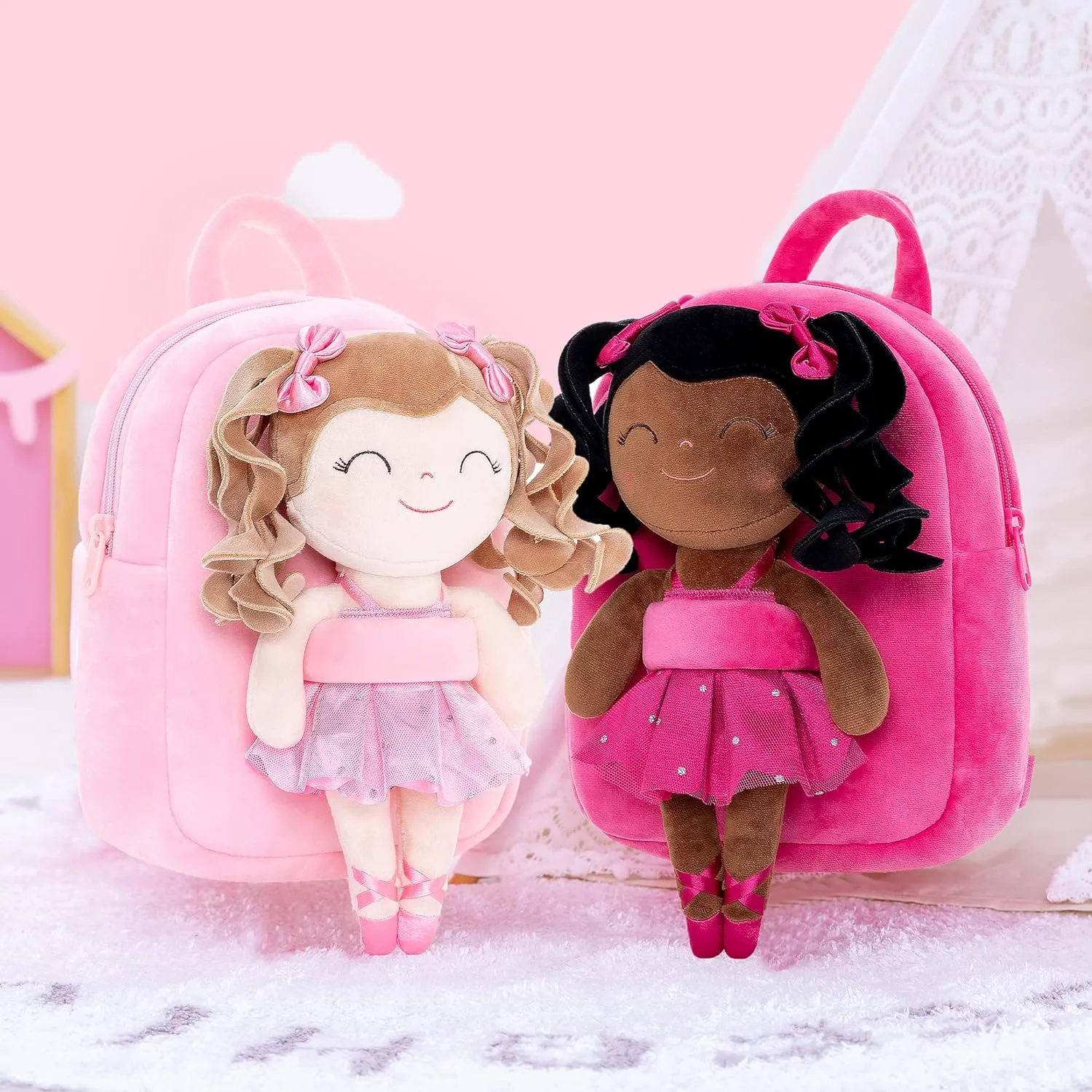 Personalized Curly Ballet Girl Dolls Backpack Series Ballet Dream