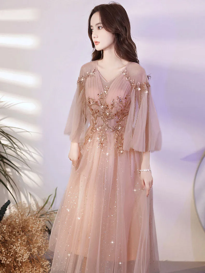 Pink Aline Tulle short prom dress pink tulle cocktail dress