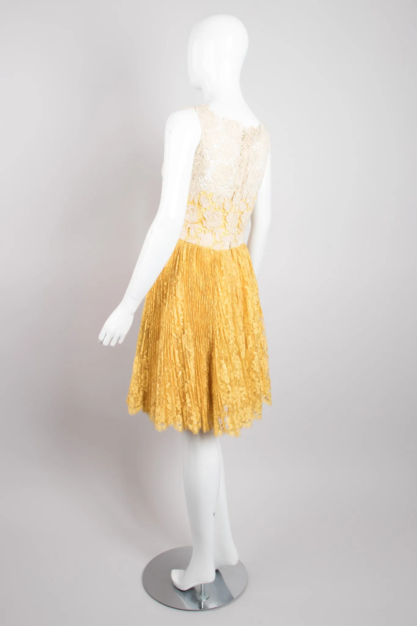 Pleated Lace Overlay Dress