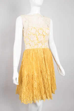 Pleated Lace Overlay Dress