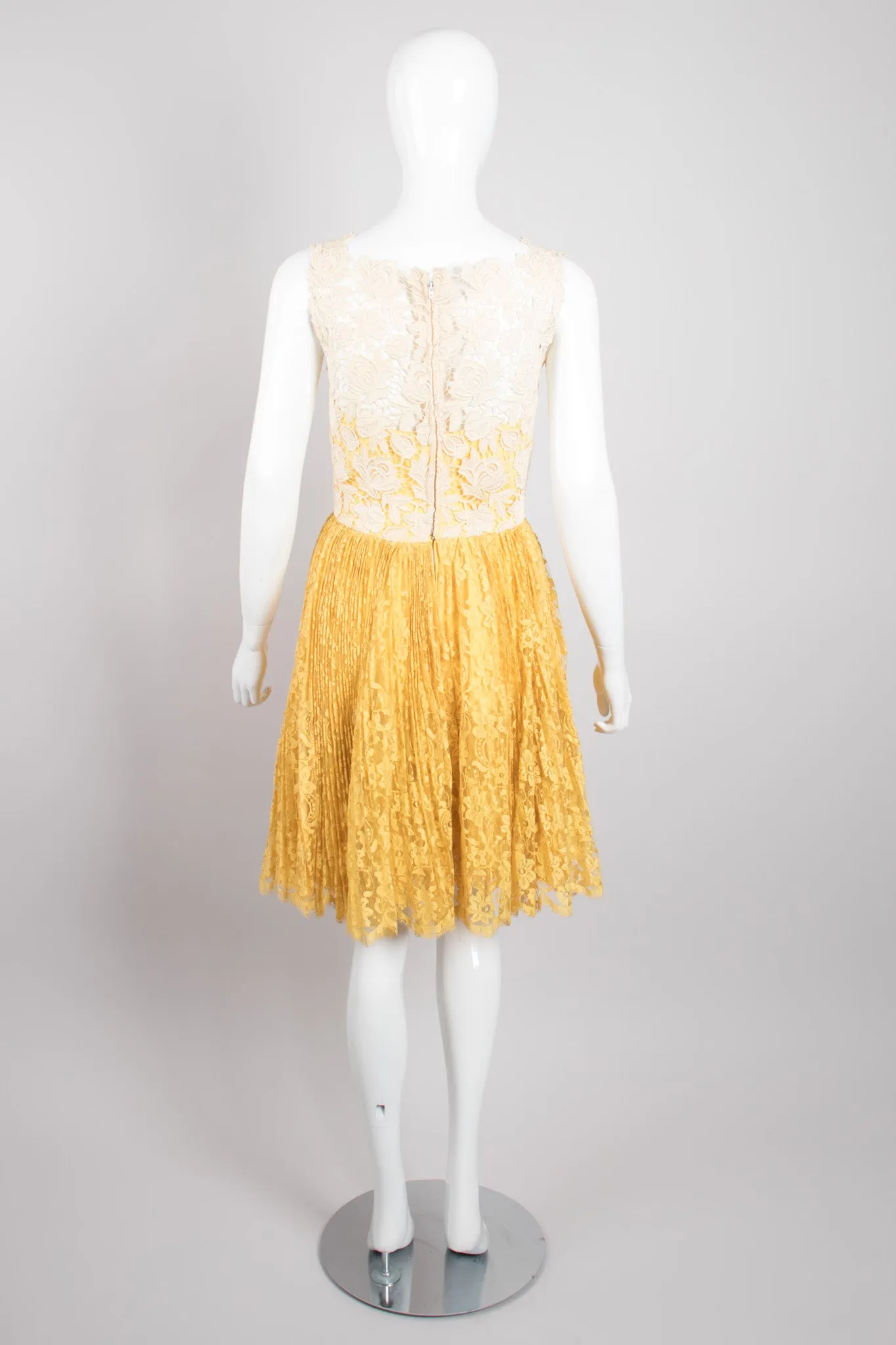 Pleated Lace Overlay Dress