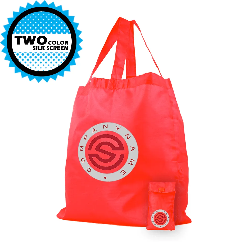 Polyester Compact Button Tote Attached *Fully Customizable* Bag Ban Approved