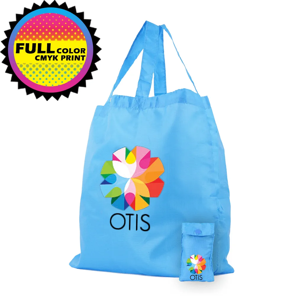 Polyester Compact Button Tote Attached *Fully Customizable* Bag Ban Approved