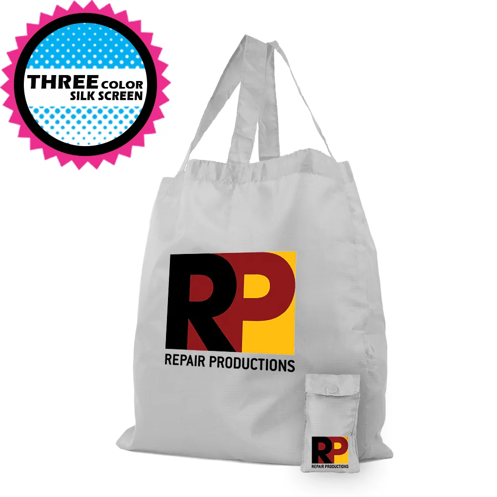 Polyester Compact Button Tote Attached *Fully Customizable* Bag Ban Approved