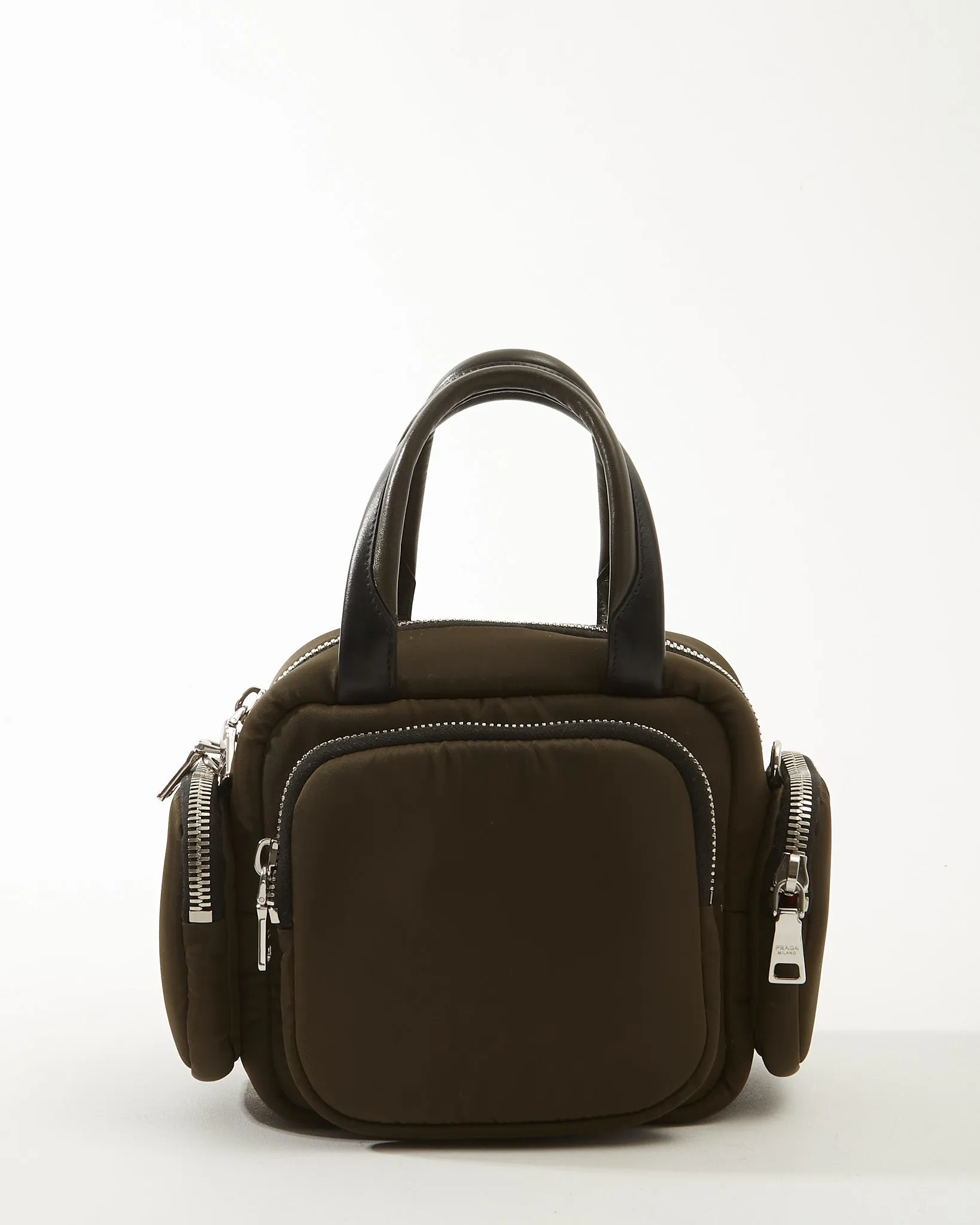 Prada Army Green Nylon Double Pocket Convertible Bag