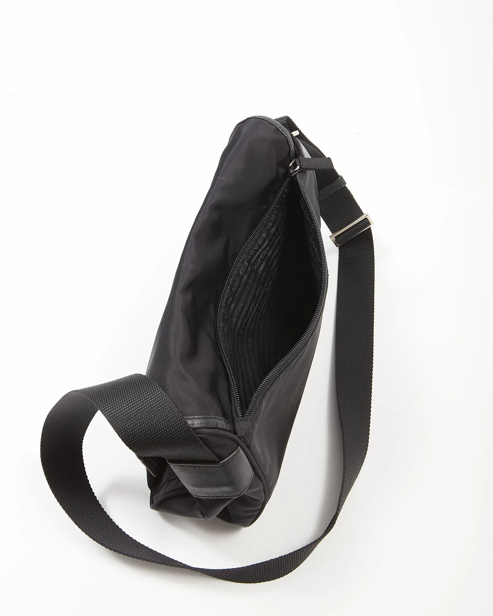 Prada Black Nylon Tessuto Two Pocket Crossbody Bag