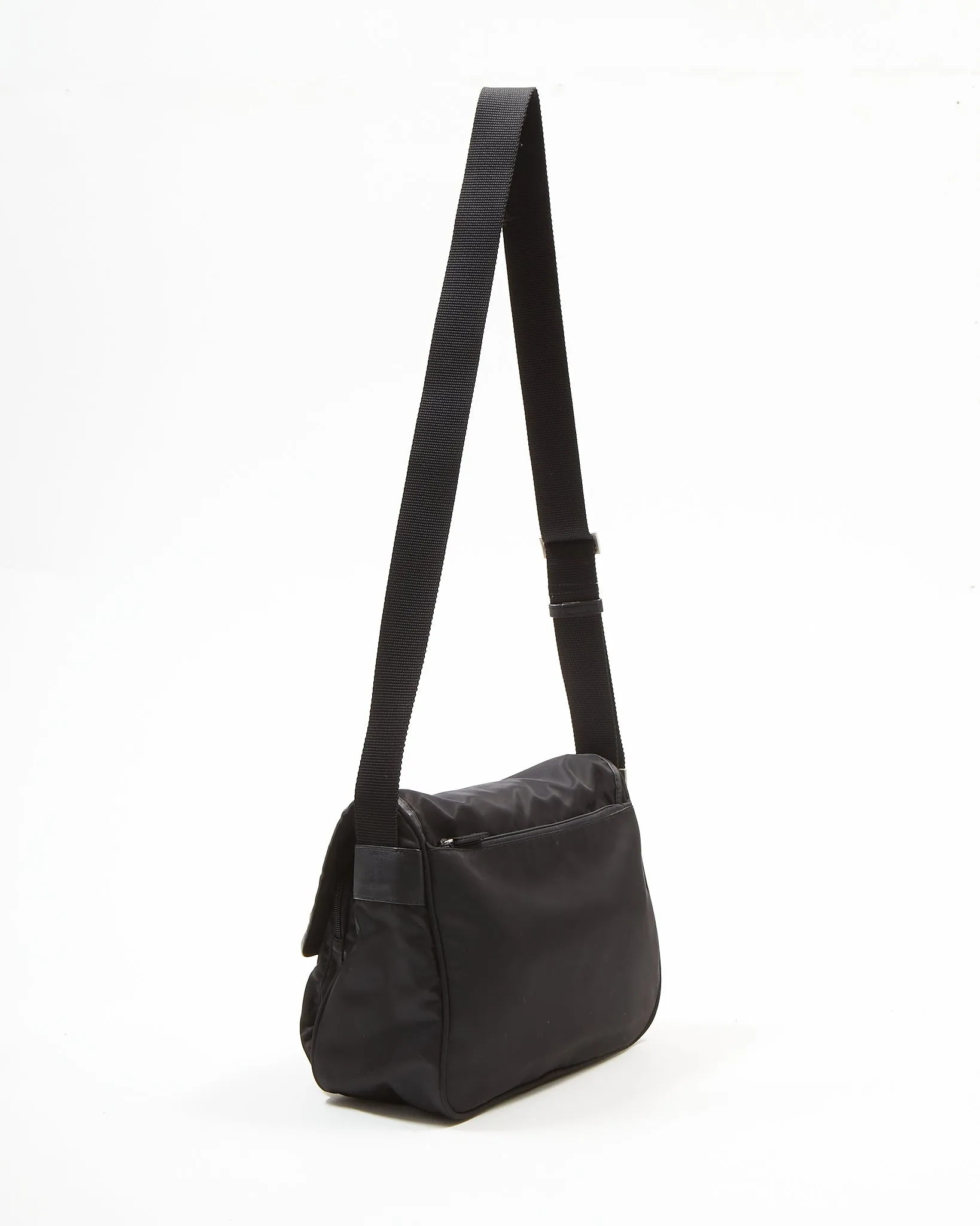 Prada Black Nylon Tessuto Two Pocket Crossbody Bag