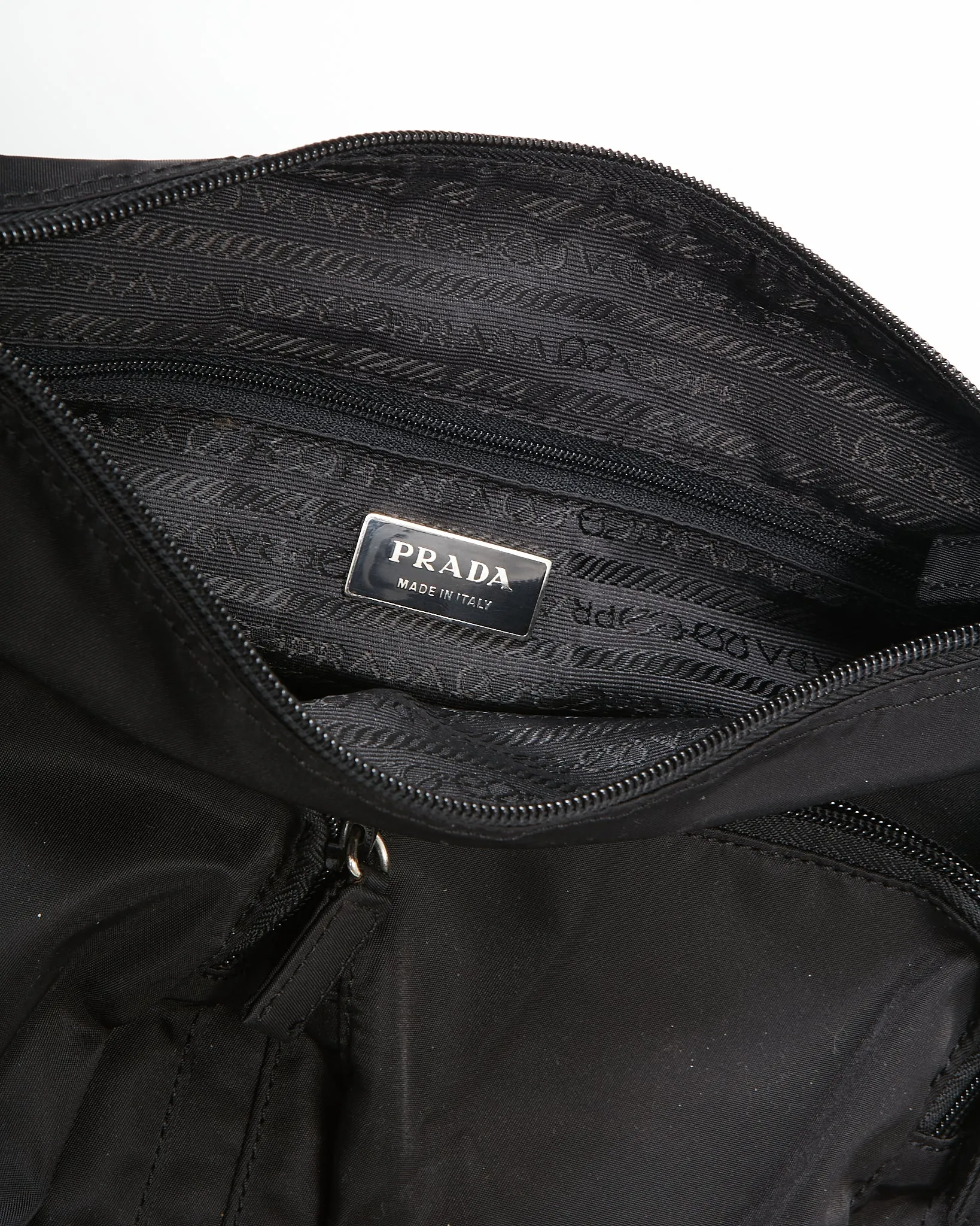 Prada Black Nylon Tessuto Two Pocket Crossbody Bag