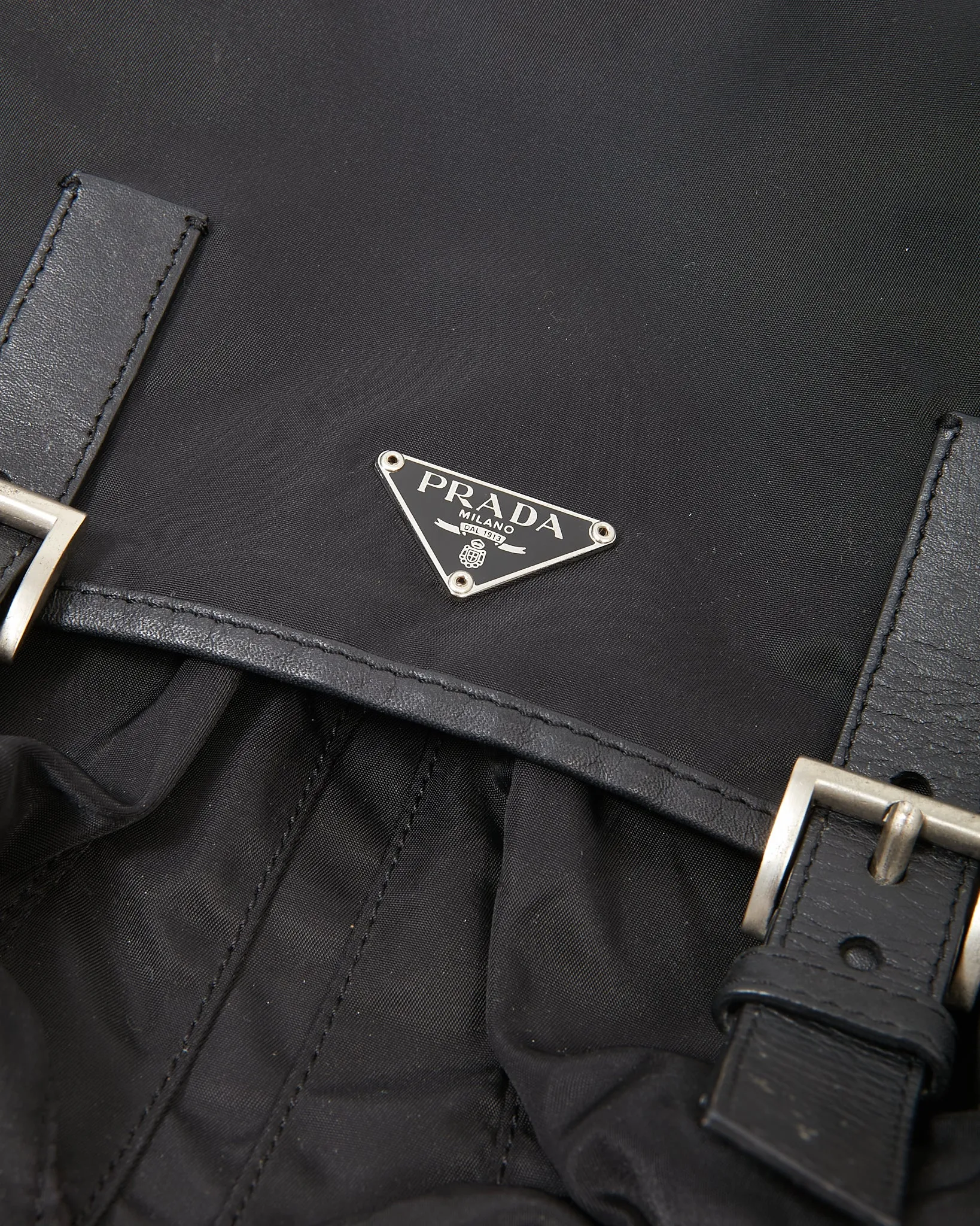 Prada Black Nylon Tessuto Two Pocket Crossbody Bag