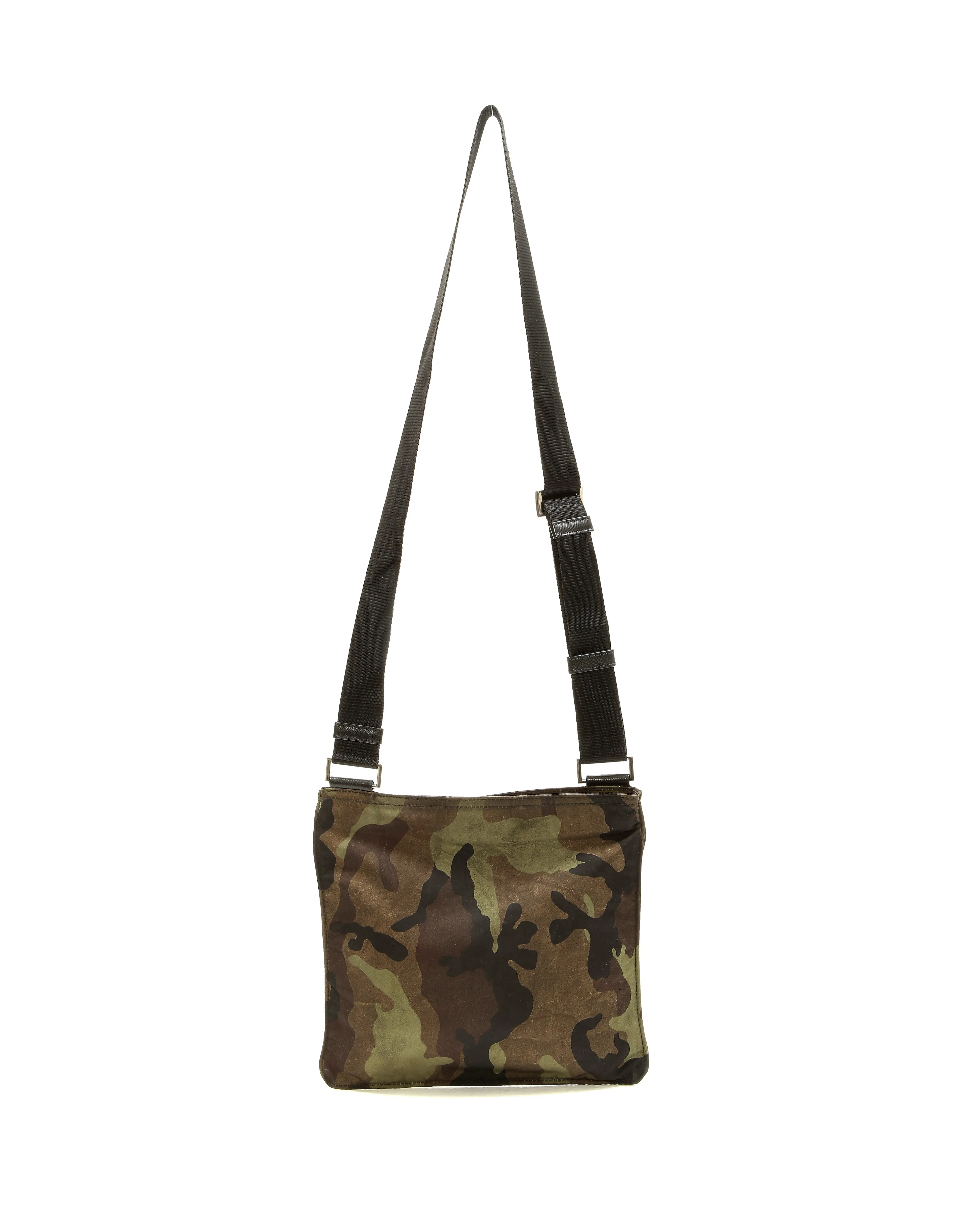Prada Black/Green Camo Print Nylon Tessuto Messenger Bag