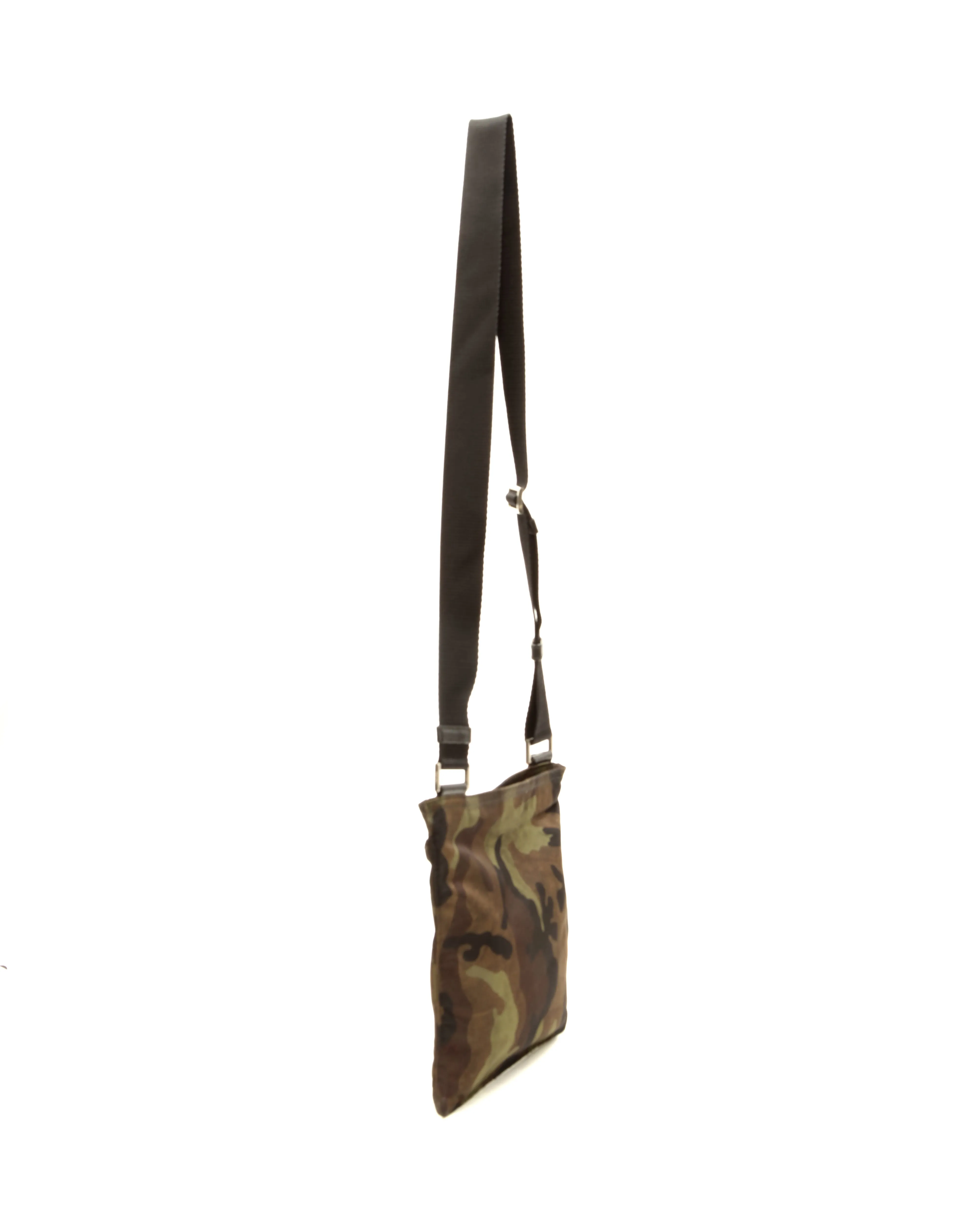 Prada Black/Green Camo Print Nylon Tessuto Messenger Bag