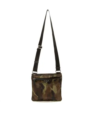 Prada Black/Green Camo Print Nylon Tessuto Messenger Bag
