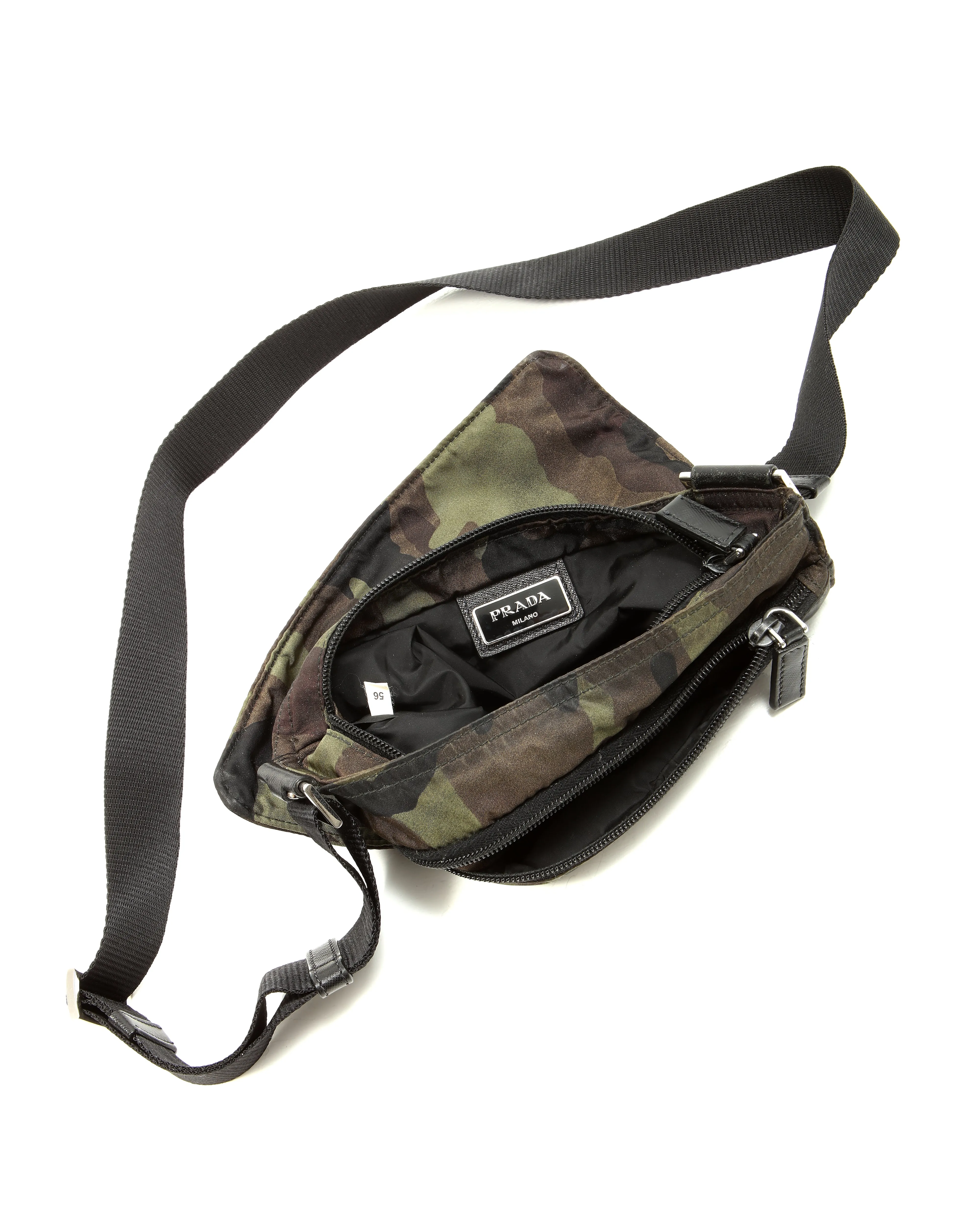 Prada Black/Green Camo Print Nylon Tessuto Messenger Bag