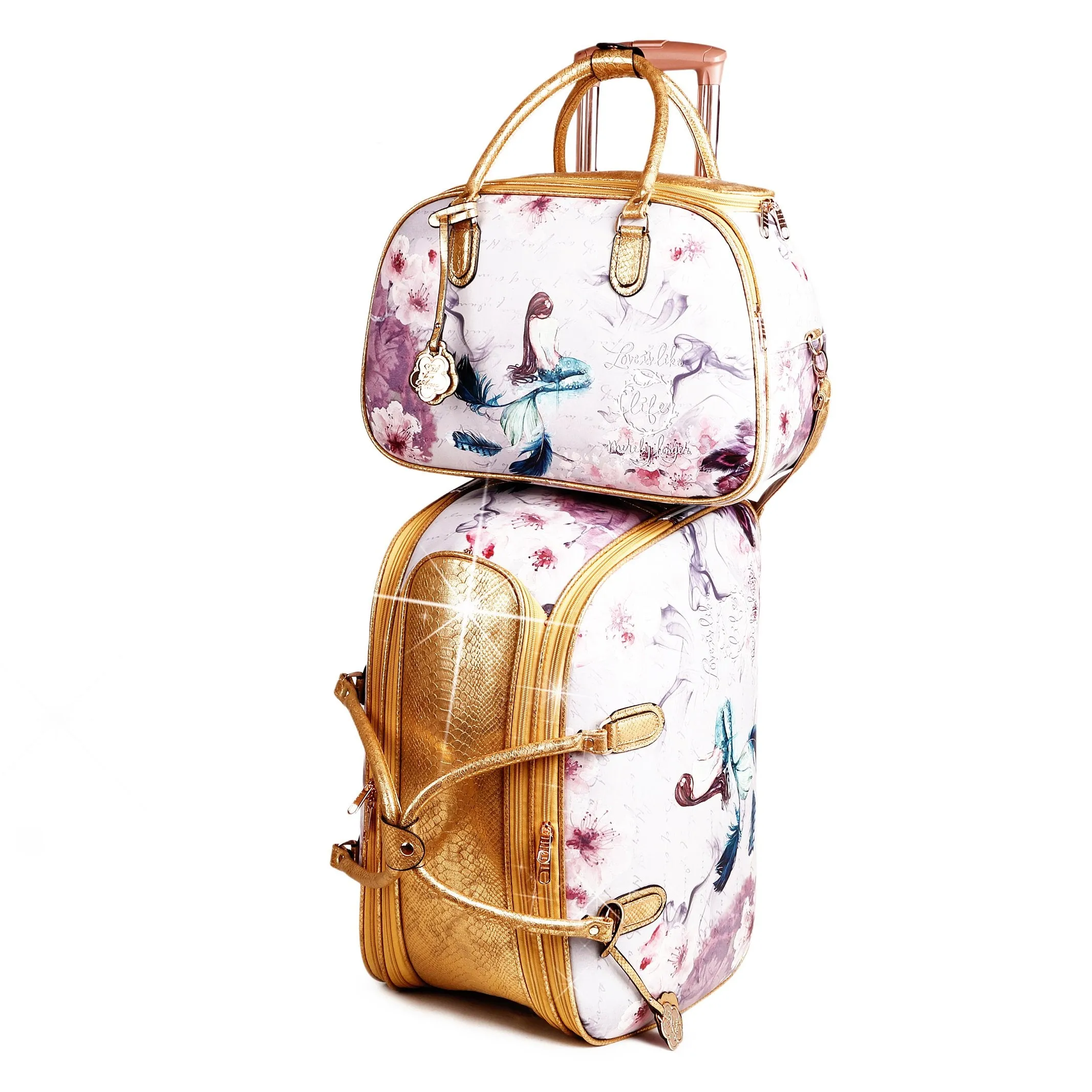 Princess Mera Large Rolling Duffel 2pcs/Set Travel Bag [BCD6988-6977]