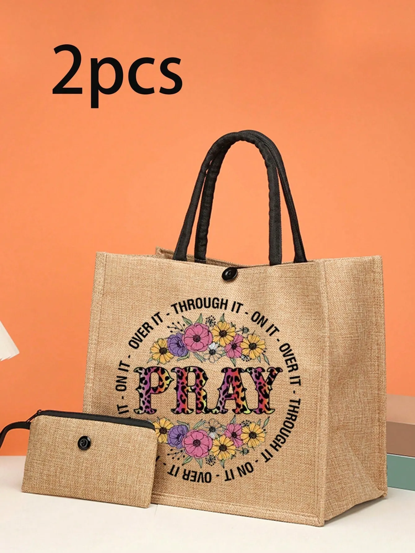 "Explore & Carry: 2pc Casual Canvas Tote Set for Everyday Adventures In Faith"