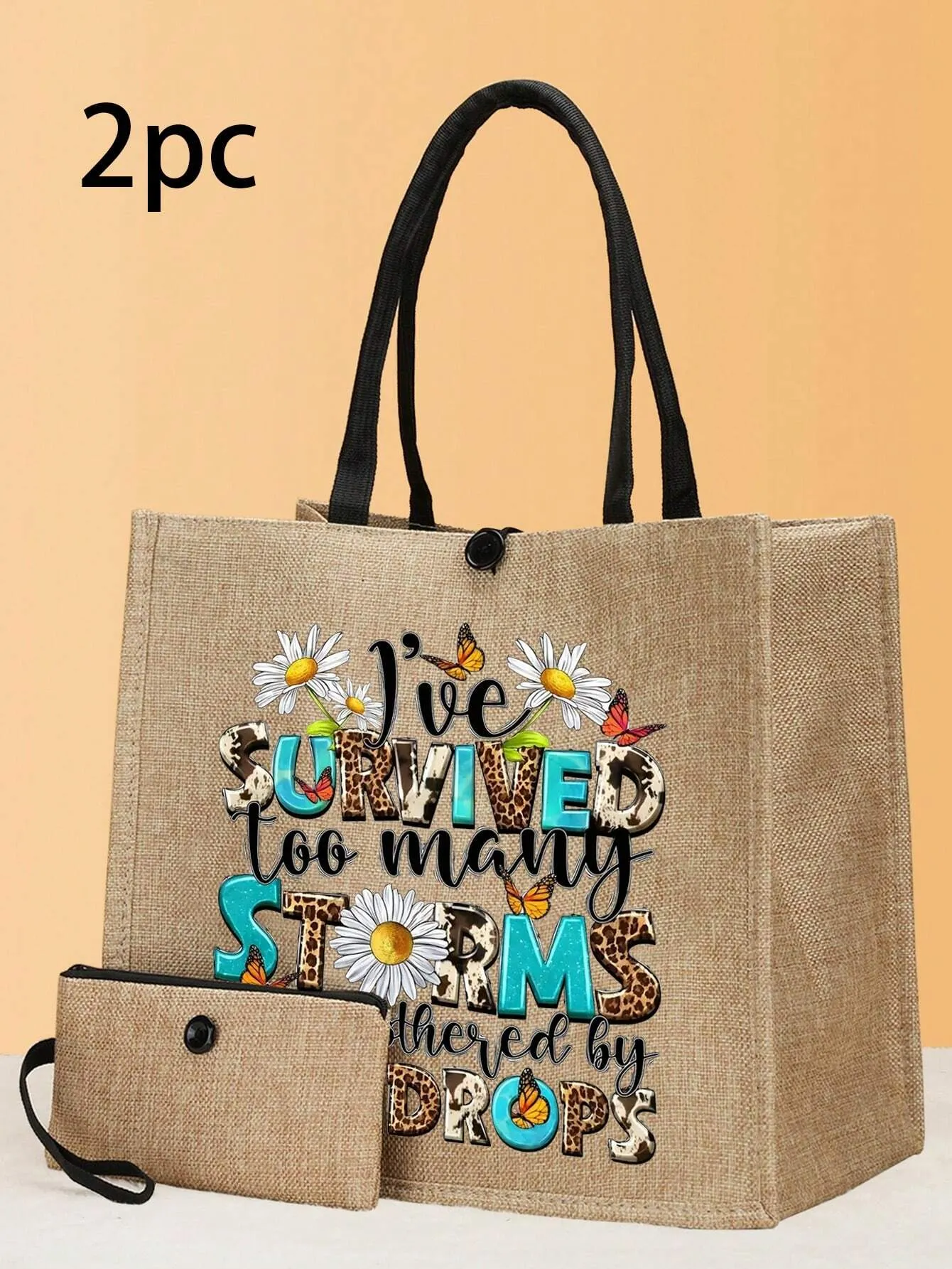 "Explore & Carry: 2pc Casual Canvas Tote Set for Everyday Adventures In Faith"