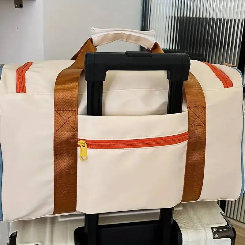 Retro Style Canvas Multi Color Accent Carry On Travel Bag