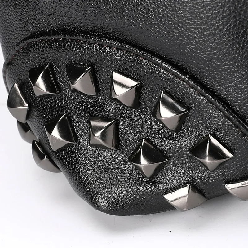 Rivet Leather Luggage Patch Style Travel Bag