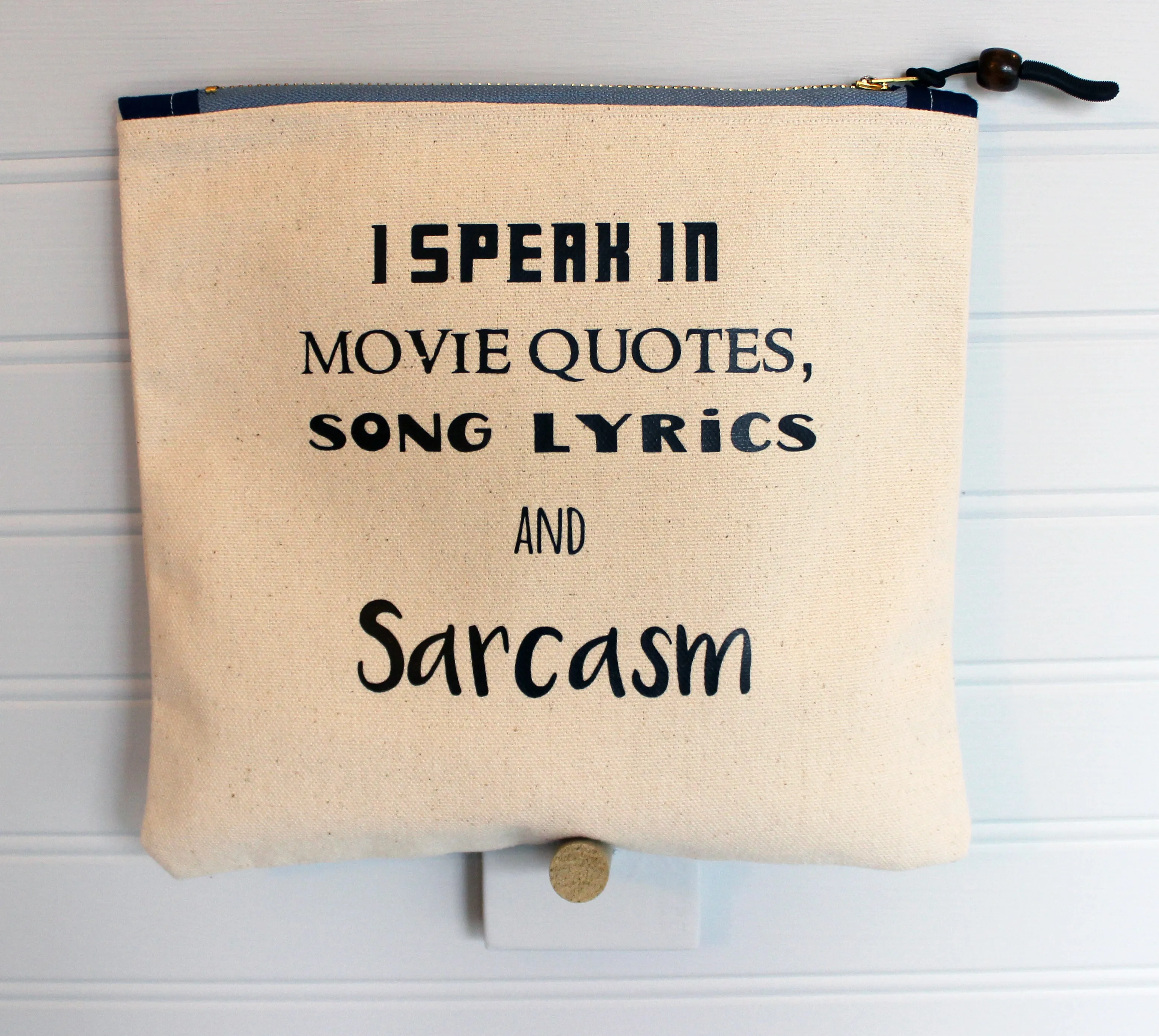 sarcasm and movie quotes - zip money makeup bag