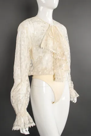 Sheer Lace Jabot Bodysuit