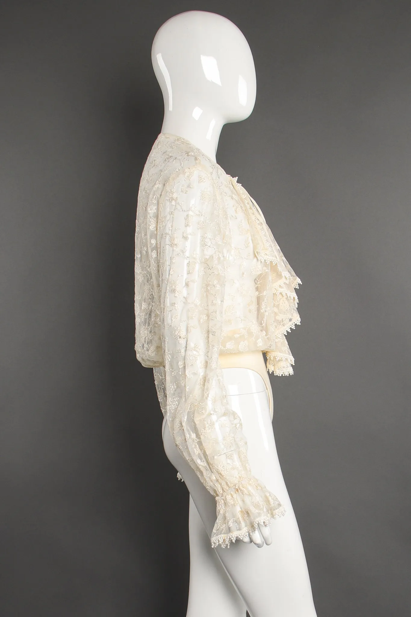 Sheer Lace Jabot Bodysuit