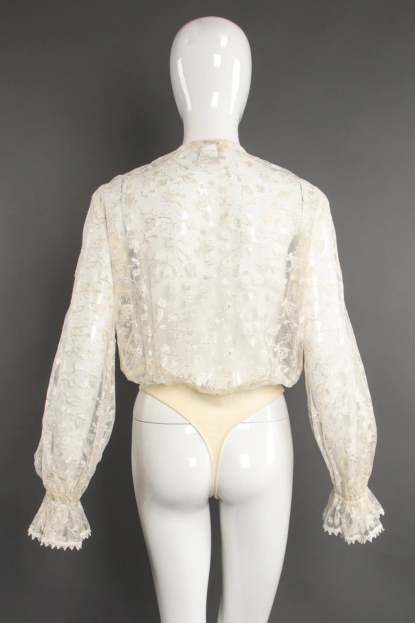 Sheer Lace Jabot Bodysuit