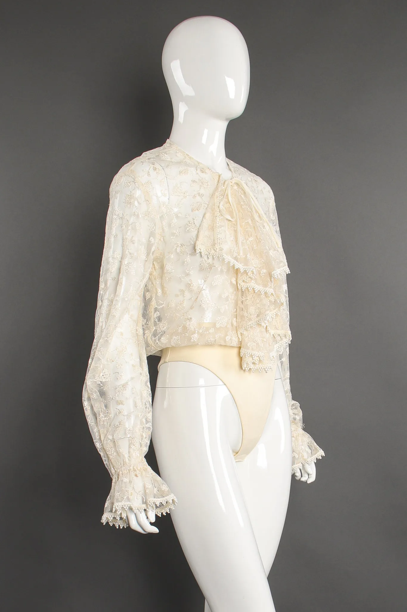 Sheer Lace Jabot Bodysuit