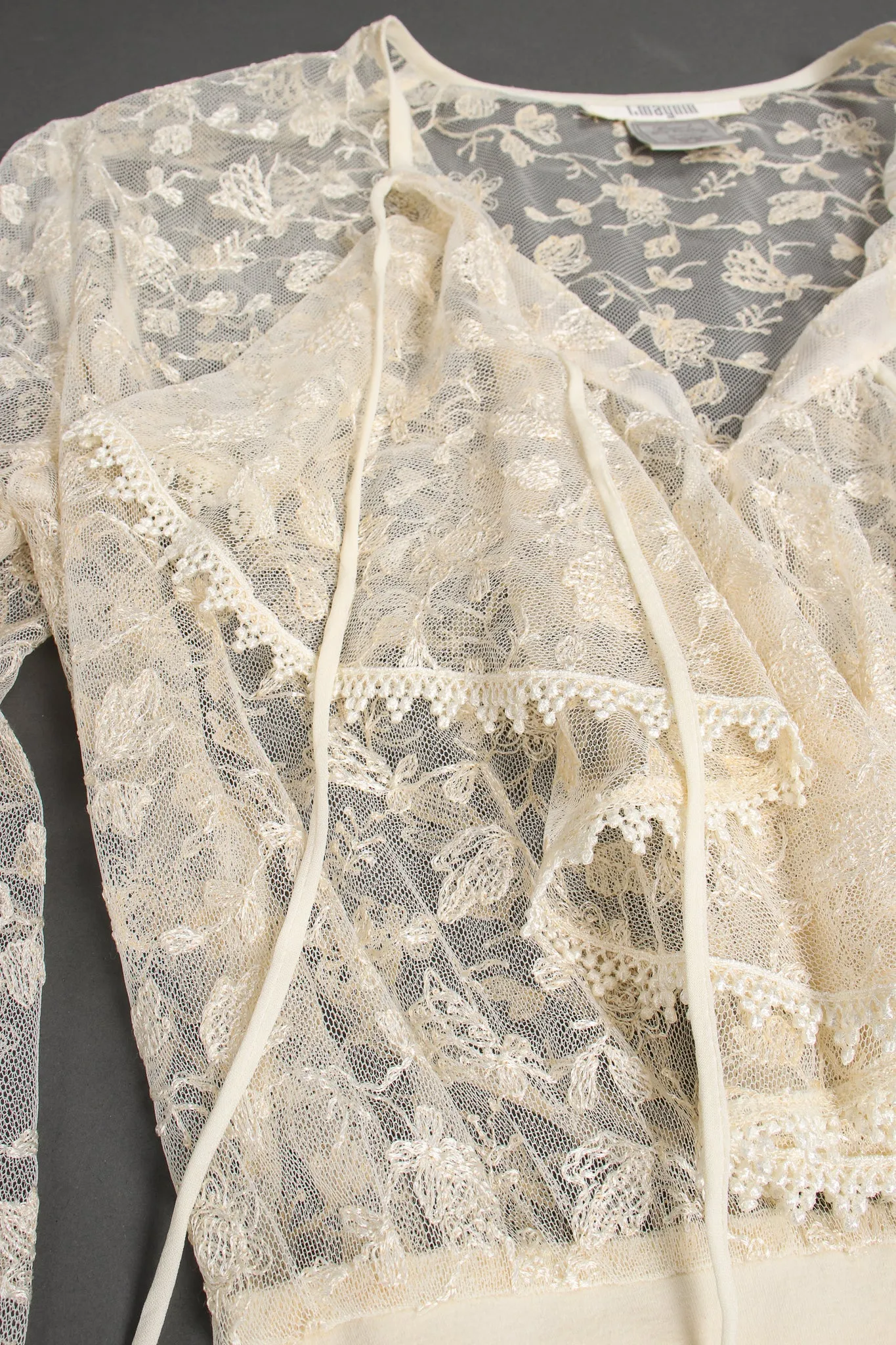 Sheer Lace Jabot Bodysuit