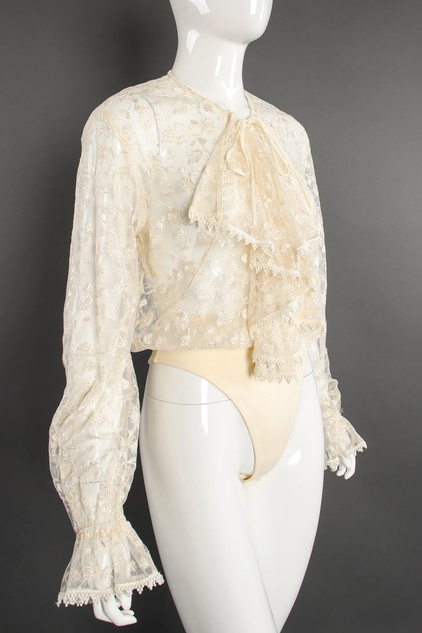 Sheer Lace Jabot Bodysuit