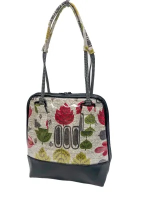 Small Bowler Bag in vintage barkcloth fabric