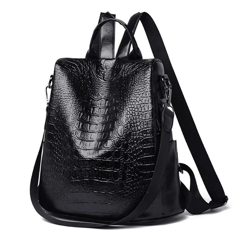 Soft Leather Solid Color Anti-theft Travel Backpack