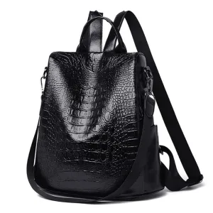 Soft Leather Solid Color Anti-theft Travel Backpack