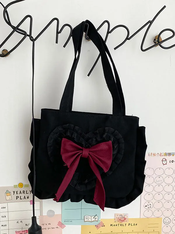 Sweet Lolita Bag White Canvas Polyester Bow Lolita Accessories Lolita Shoulder Bag