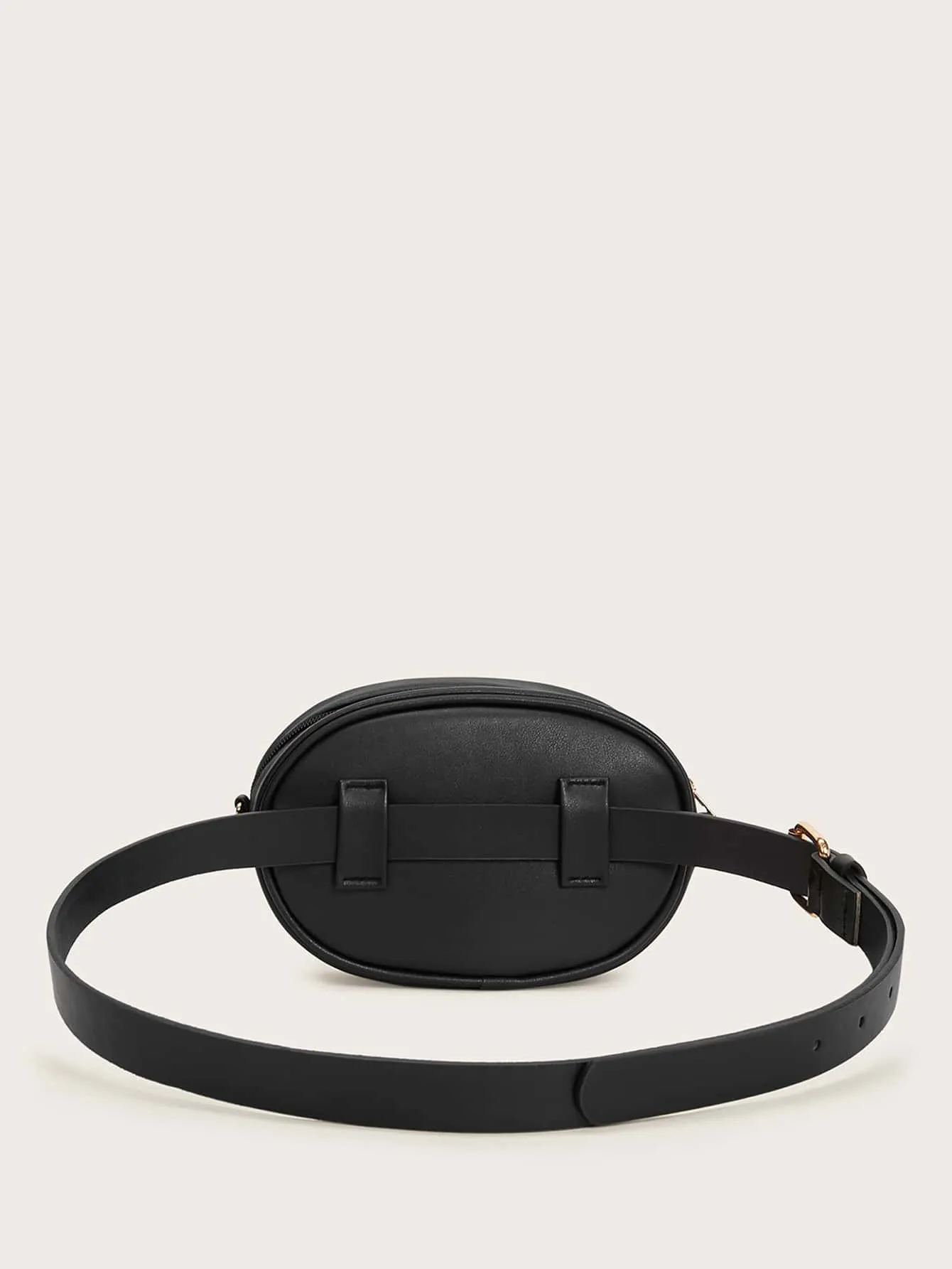 Tassel Decor Front Zip Fanny Pack - Black