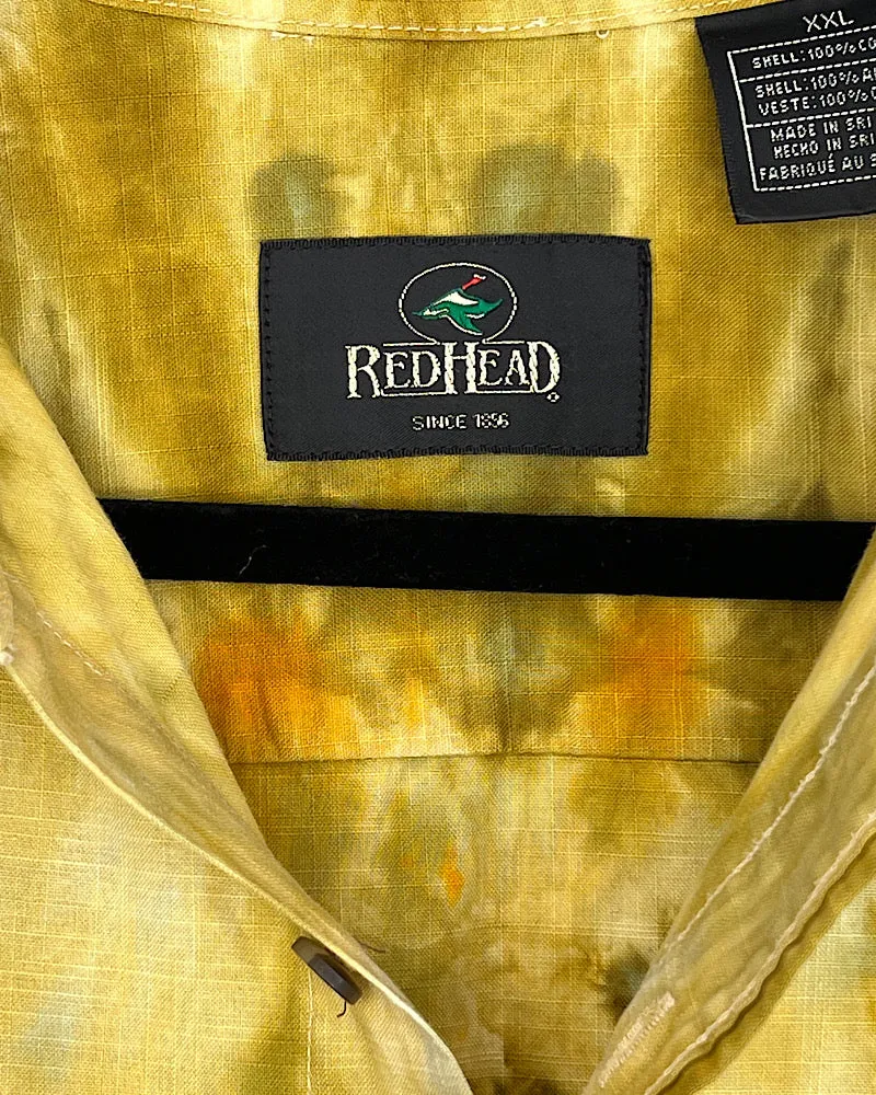 Tie Dye Button Down Short Sleeve Shirt - Western Gold - 2XL