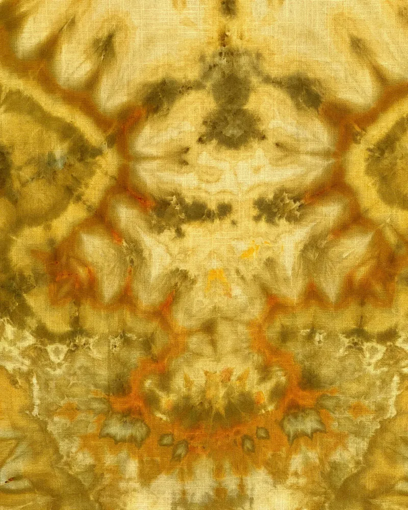 Tie Dye Button Down Short Sleeve Shirt - Western Gold - 2XL