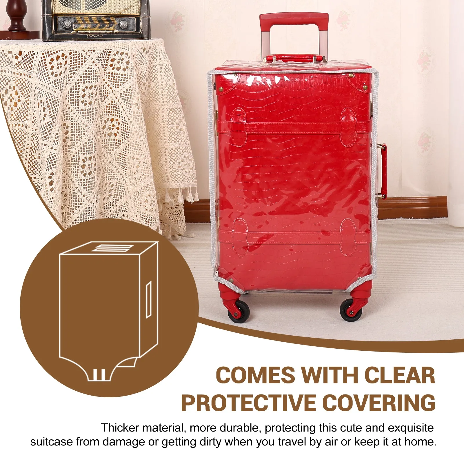 urecity Vintage leather-trimmed luggages 2 Pack