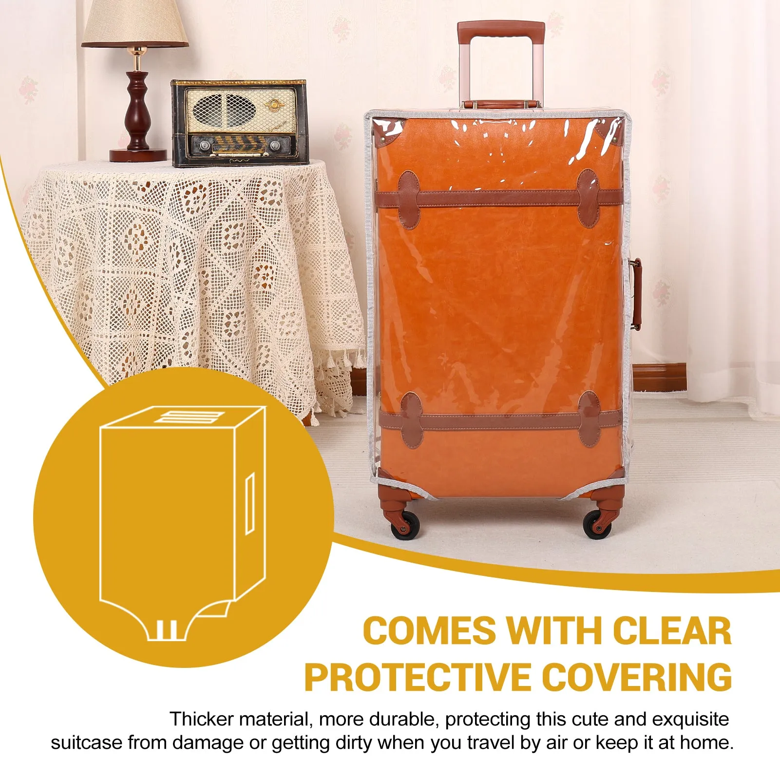 urecity Vintage leather-trimmed luggages 2 Pack