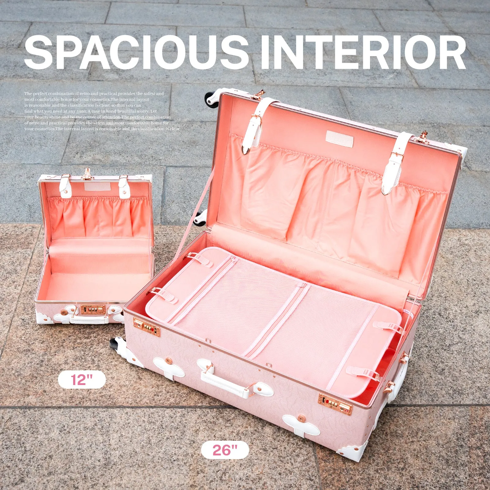 urecity Vintage leather-trimmed luggages 2 Pack