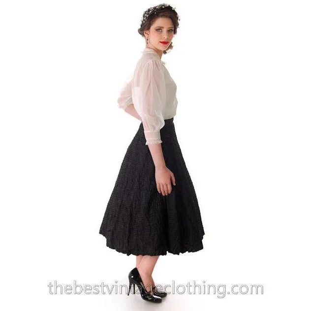 Vintage Sheer Nylon White Blouse Tailorcraft 1940s Small Nice Details