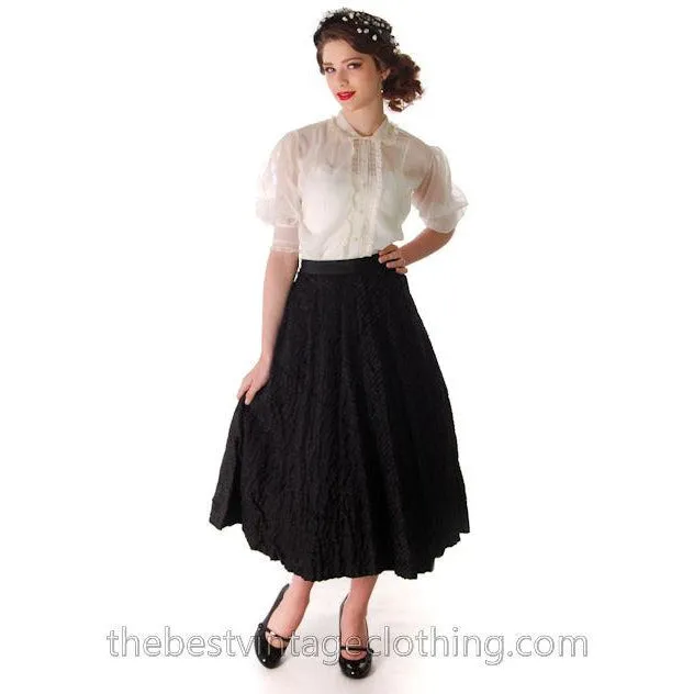 Vintage Sheer Nylon White Blouse Tailorcraft 1940s Small Nice Details