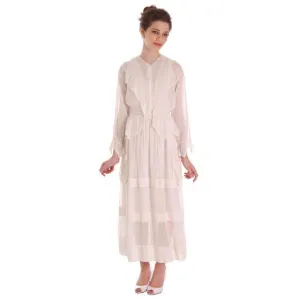 Vintage White Cotton Dress Titanic Era  1912-1914 36-27-Free