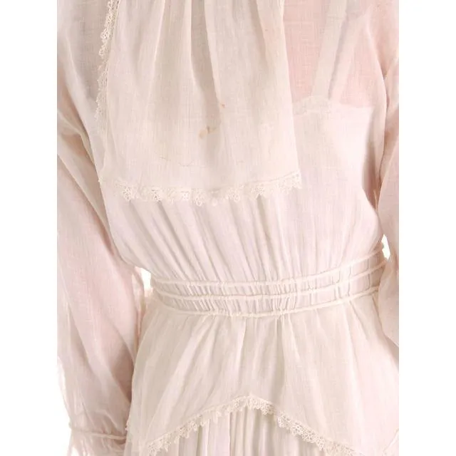 Vintage White Cotton Dress Titanic Era  1912-1914 36-27-Free