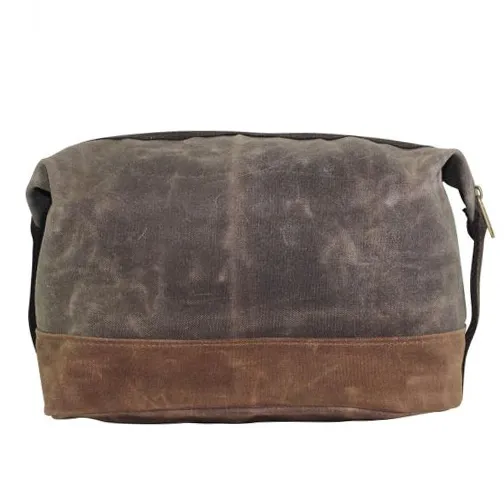 Waxed Canvas Toiletry Bag -- Brown