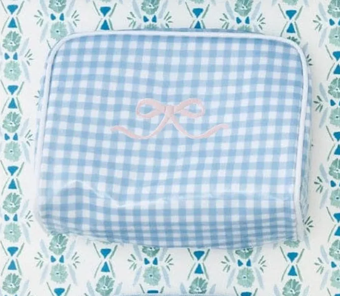 Weezie Small Toiletry Bag - Blue Gingham