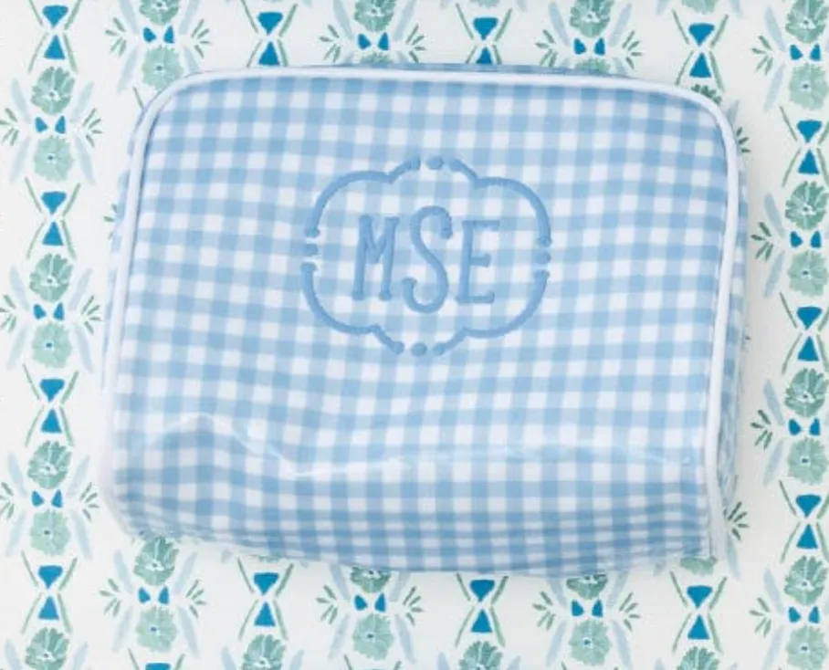 Weezie Small Toiletry Bag - Blue Gingham