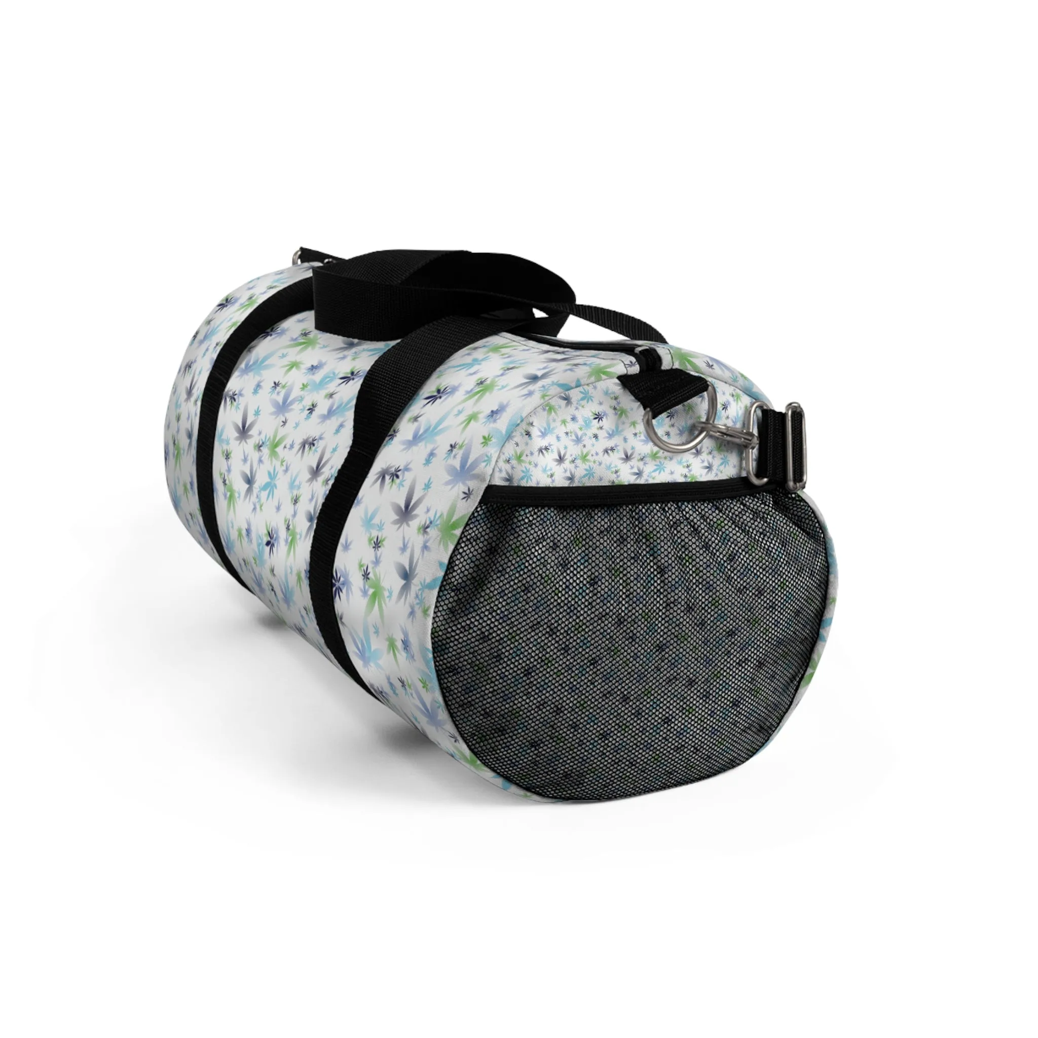 White Cannabis Color Leaf Duffel Bag